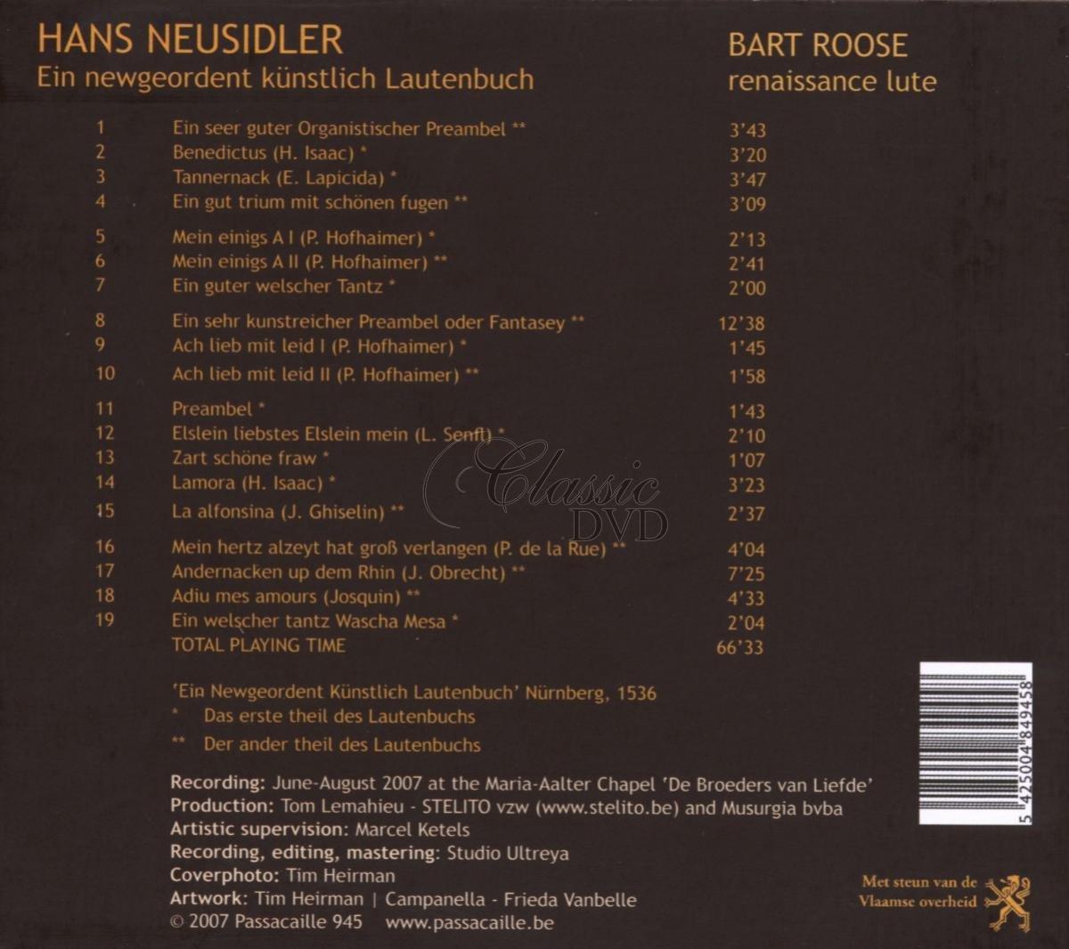 NEUSIDKER,H: Works for lute (CD)