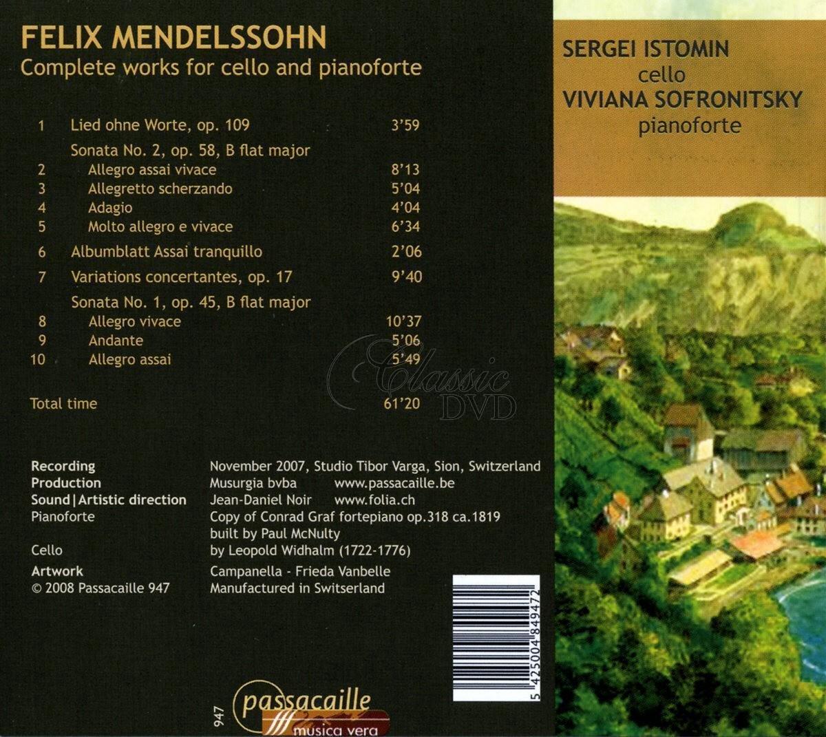 MENDELSSOHN,F.: Complete works for cello & pianoforte (CD)