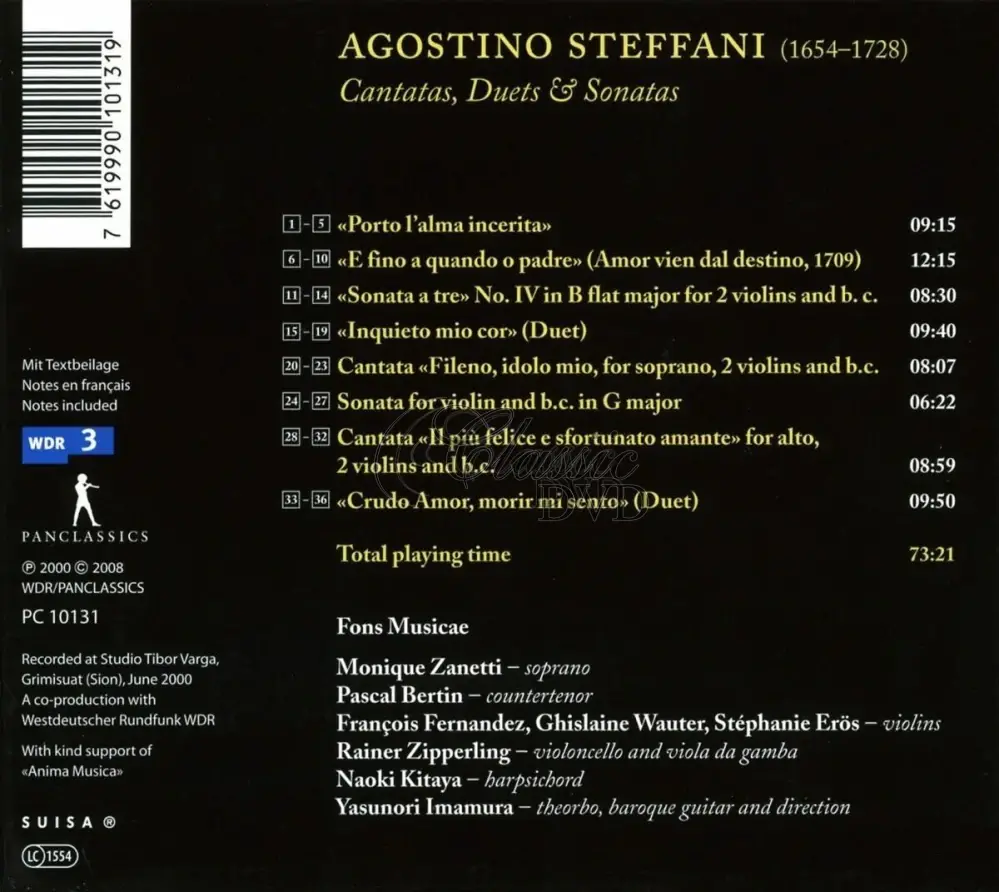 STEFFANI,A.: Cantatas, Duets & Sonatas (CD)