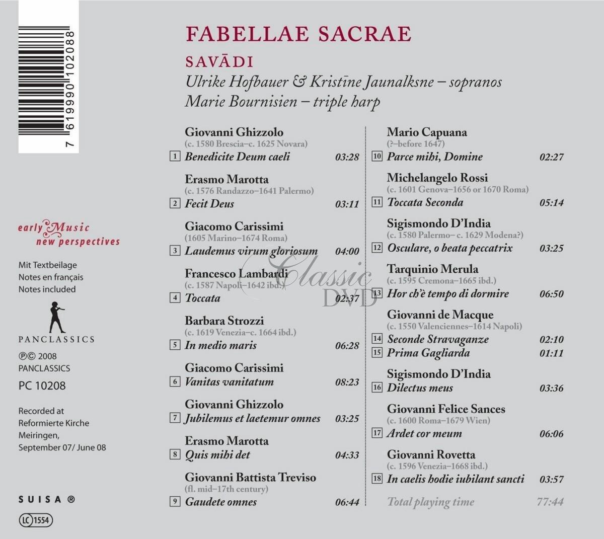 FABELLAE SACRAE: Italian motets of the 17th century (CD)