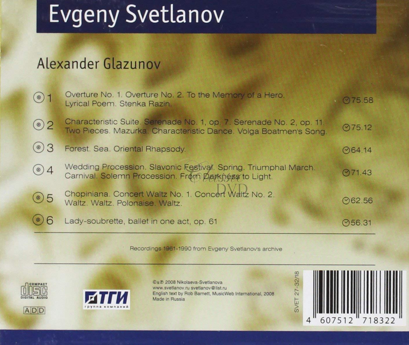 GLAZUNOV,A.: Orchestral works Vol.2. Svetlanov (6CD)