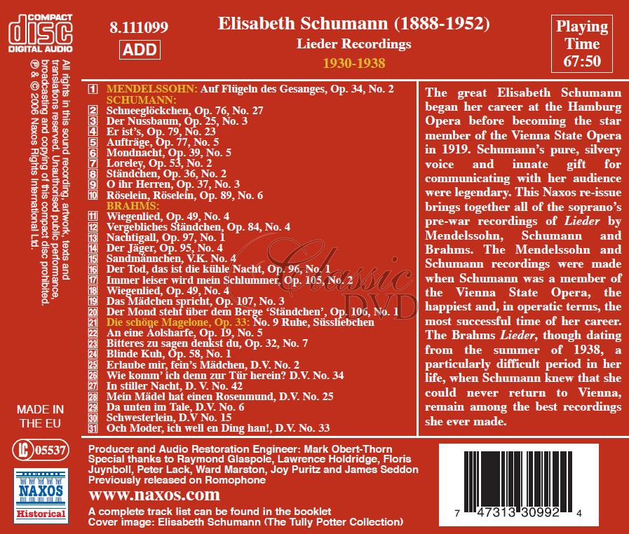 ELISABETH SCHUMANN: Lieder 1930-1938 (CD)