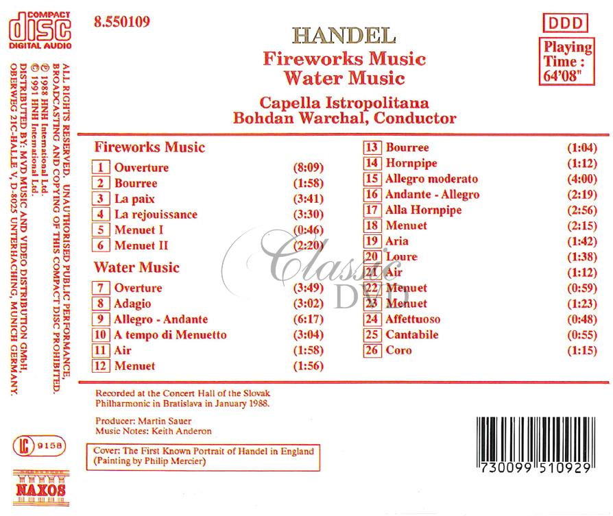 HÄNDEL,G.F.: Music for the Royal Firework / Water Music (CD)