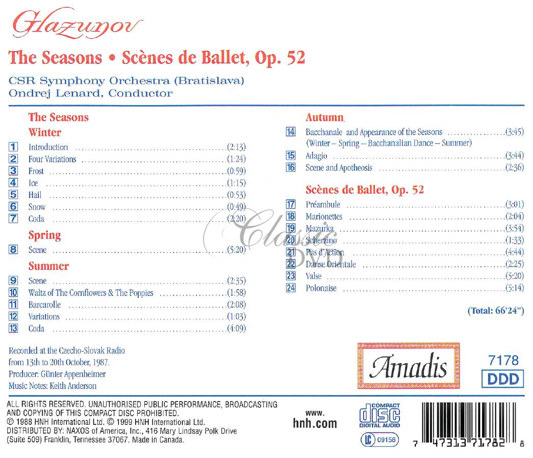 GLAZUNOV,A.: Seasons / Scenes De Ballet (CD)