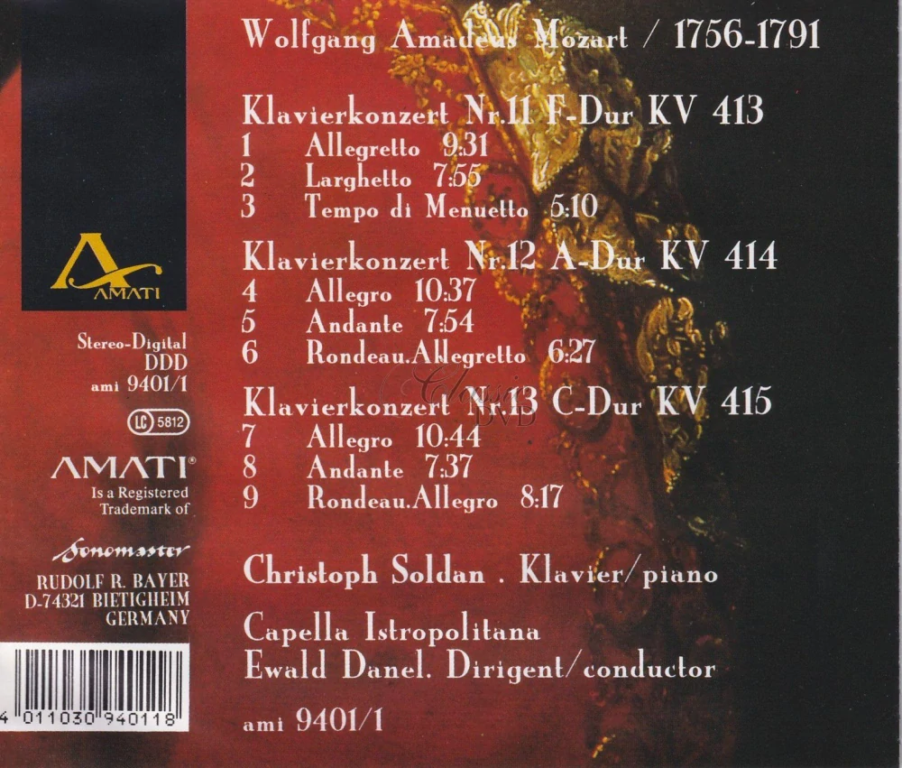 MOZART,W.A.: Piano concertos Vol.1 (CD)