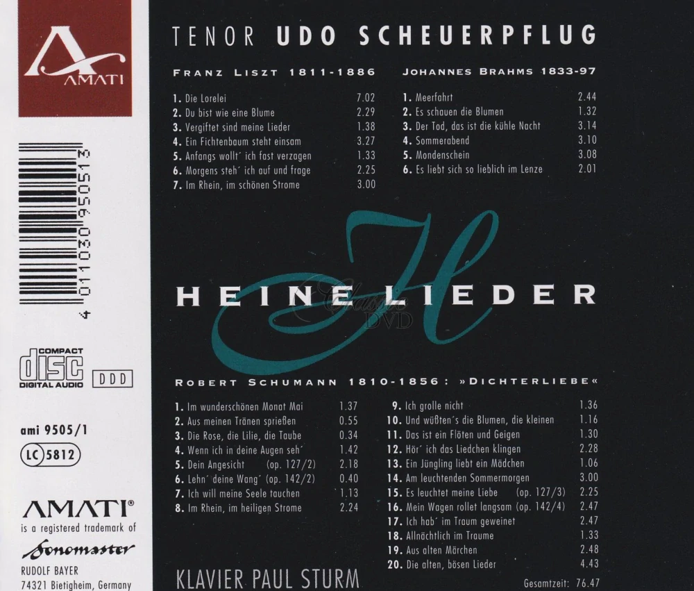 HEINE LIEDER: Franz Liszt, Johannes Brahms, Robert Schumann (CD)