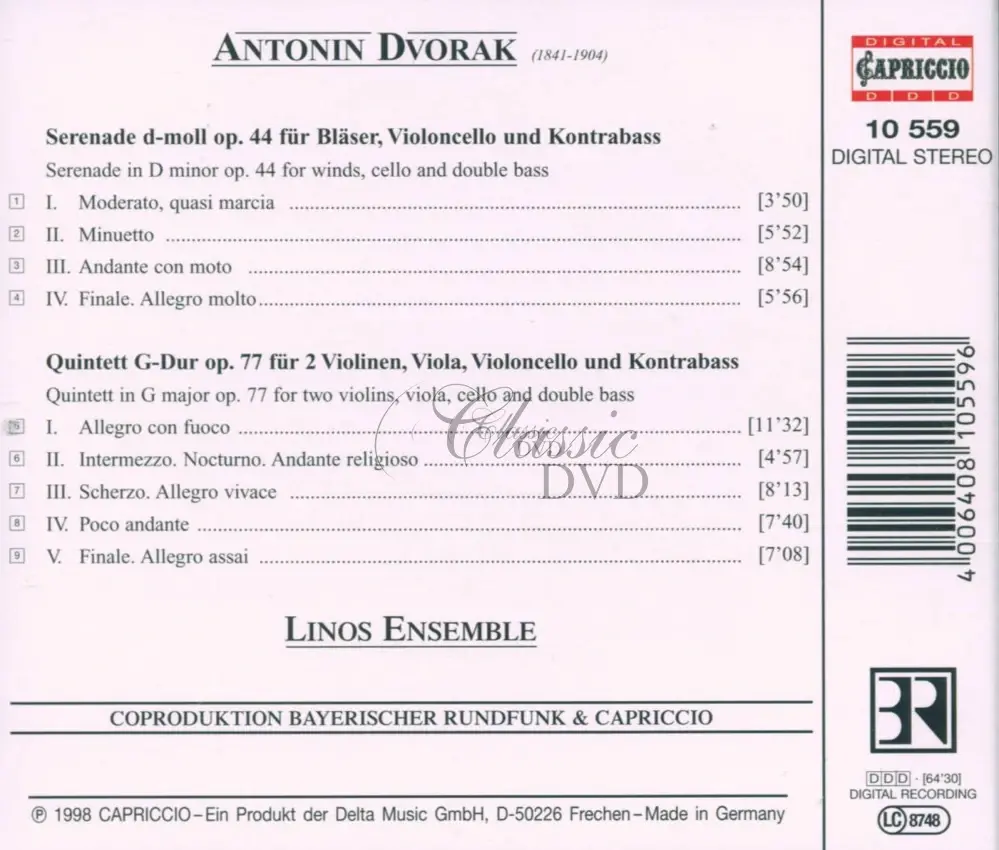 DVOŘÁK,A.: Serenade Op.44 / Quintett Op.77 (CD)