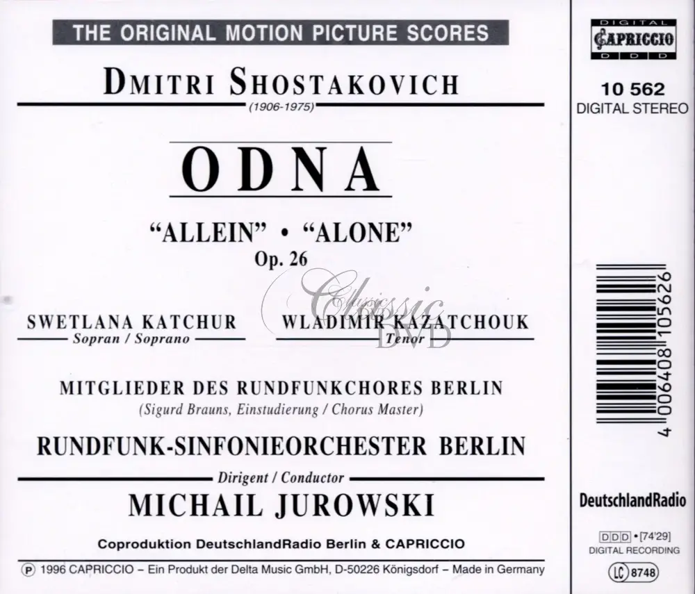ŠOSTAKOVIČ,D.: Odna 'Alone' Op.26 SHOSTAKOVICH (CD)