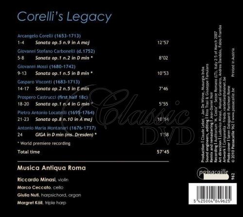 CORELLI. CARBONELLI. MOSSI: Corelli's Legacy. Musica Antiqua Roma (CD)