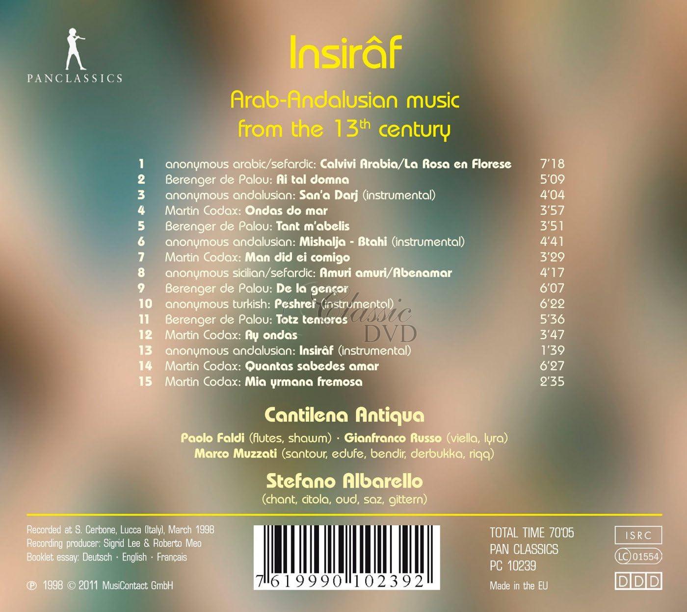 INSIRÂF: Arab-Andalusian Music from the 13th century (CD)