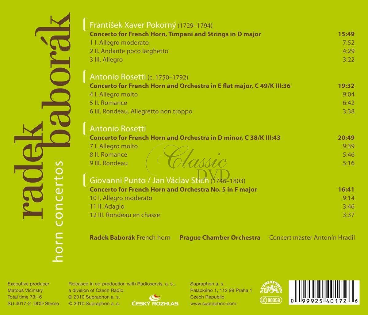 RADEK BABORÁK Pokorný, Rössler- Rosetti, Stich-Punto: Koncerty pro lesní roh a orchestr (CD)