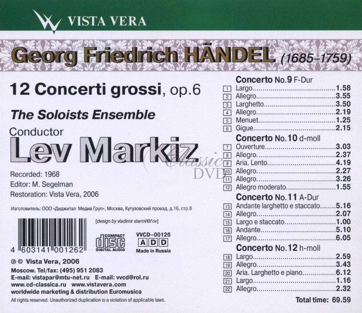 HÄNDEL,G.F.: 12 Concerti grossi, op.6 Vol.3 (CD)