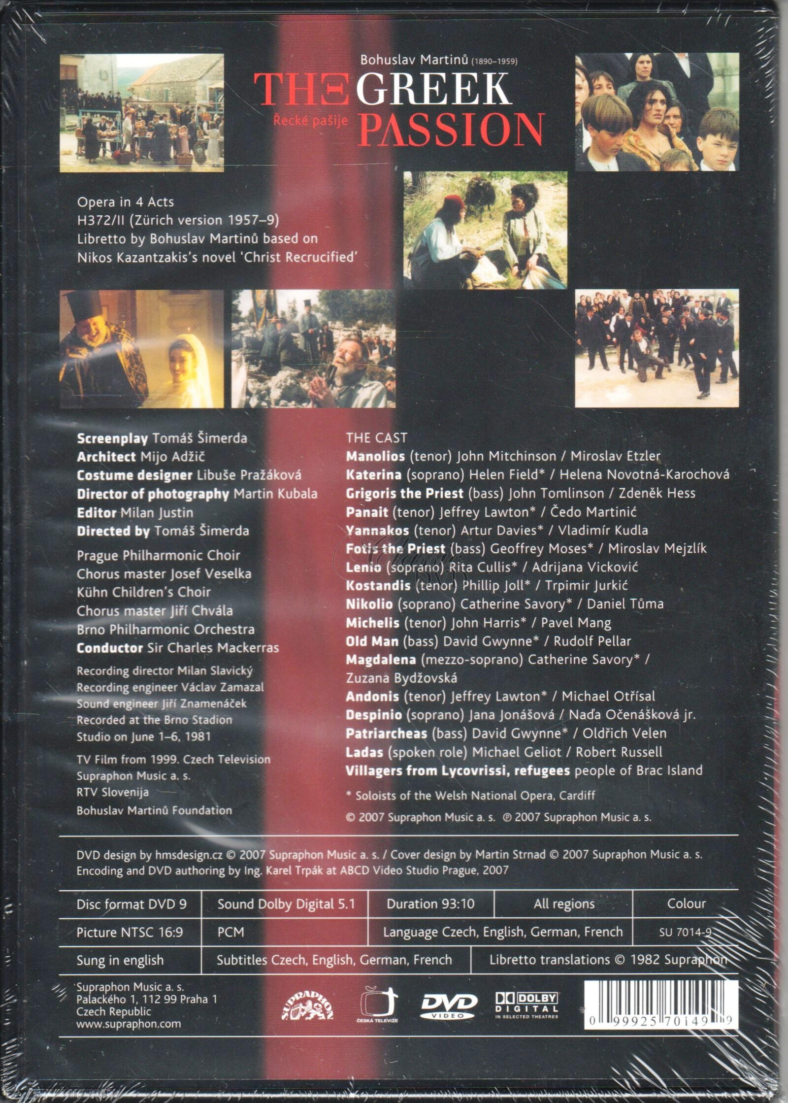 MARTINŮ,B.: Řecké pašije (DVD)