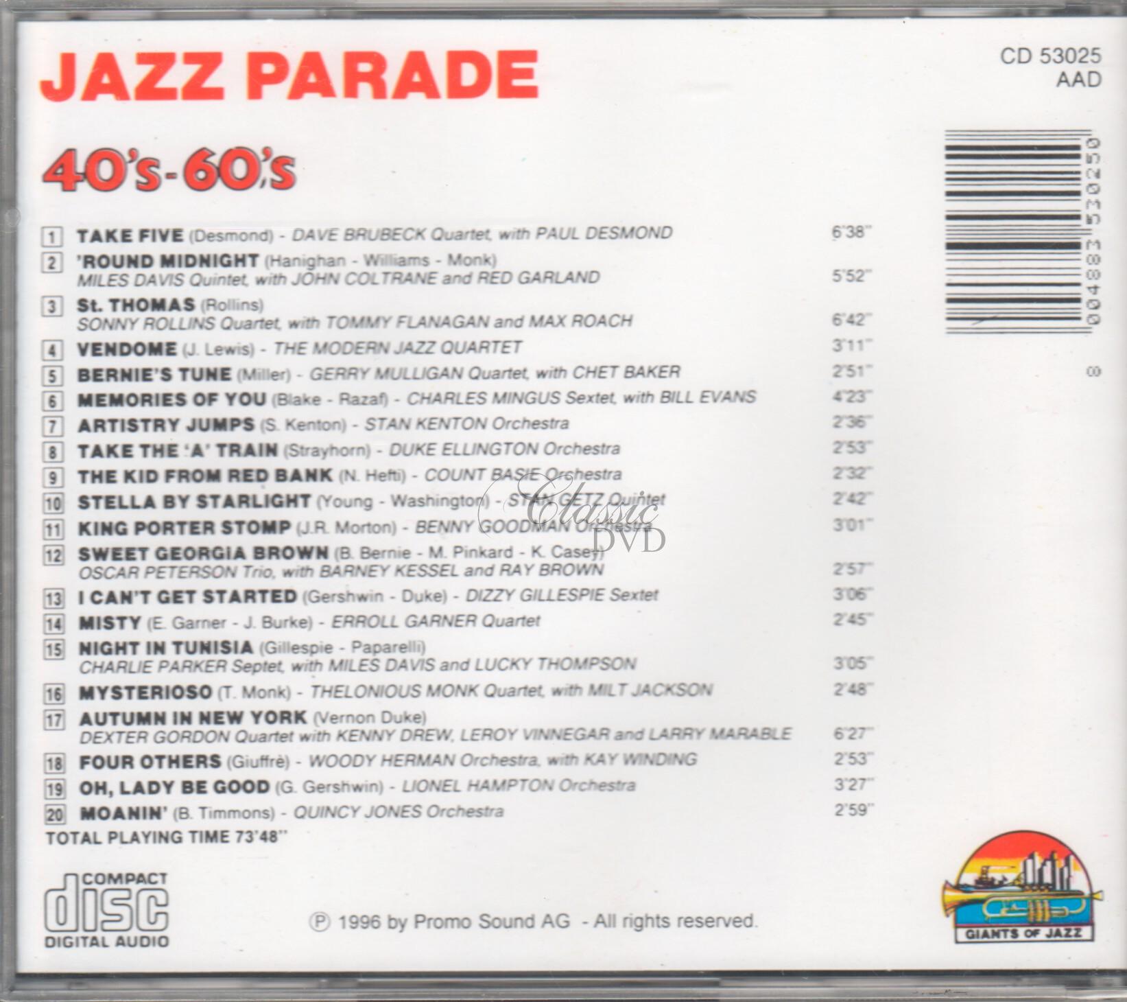 JAZZ PARADE: 40's & 50's - Originální nahrávky (CD)