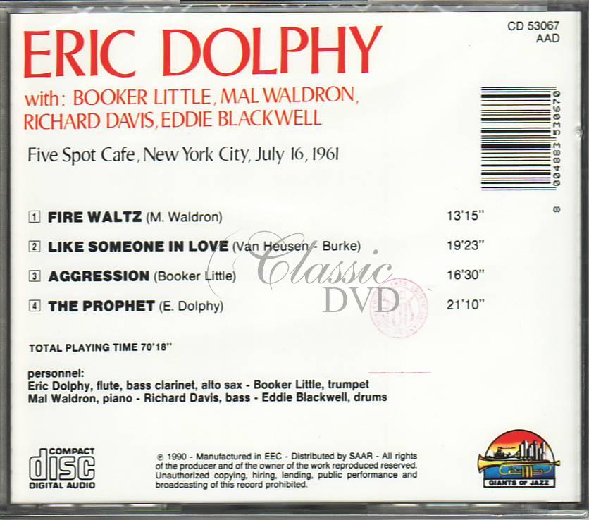 ERIC DOLPHY: New York 1961 - Originální nahrávky (CD)