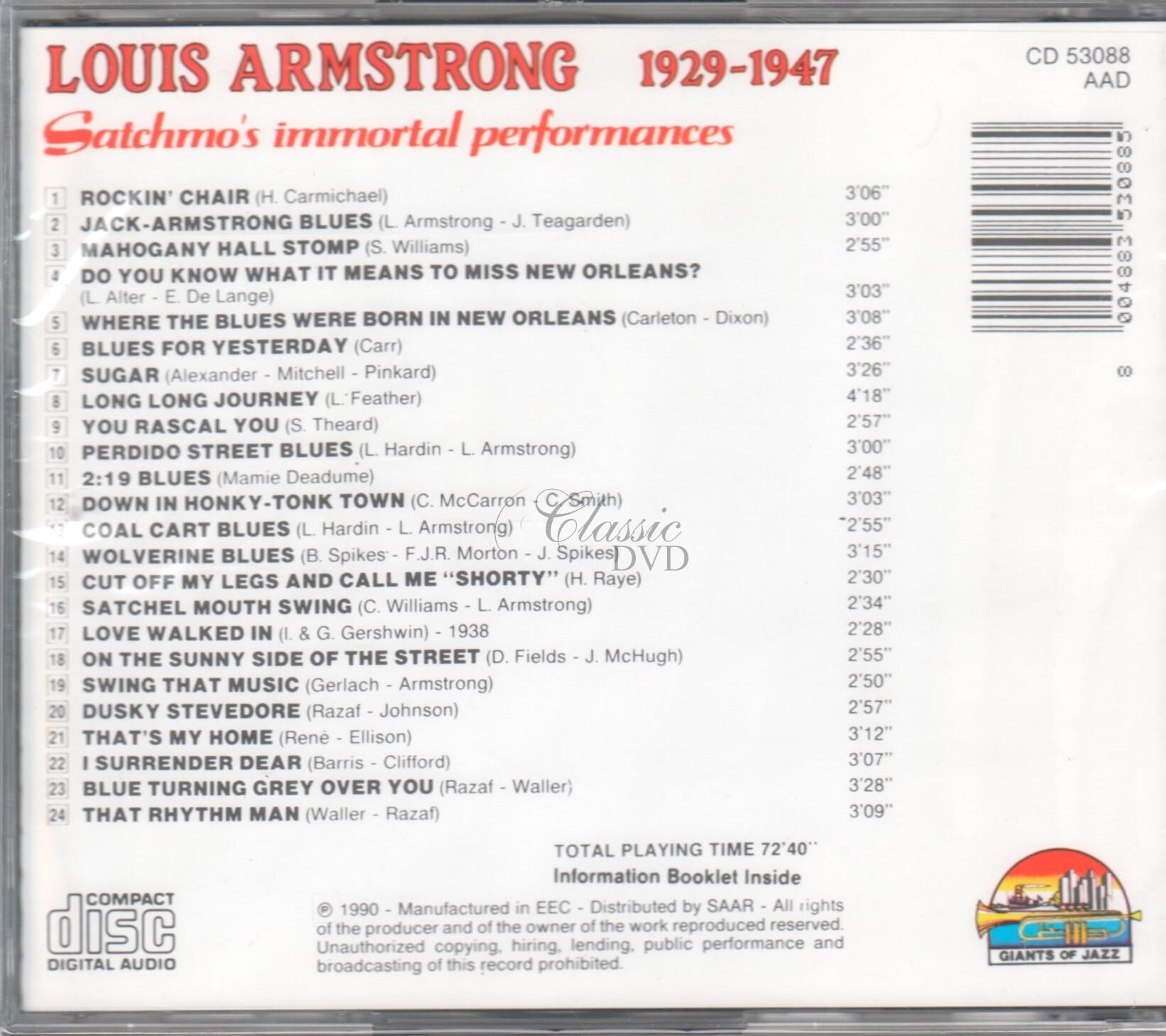 LOUIS ARMSTRONG: 1929-47 Originální nahrávky (CD)