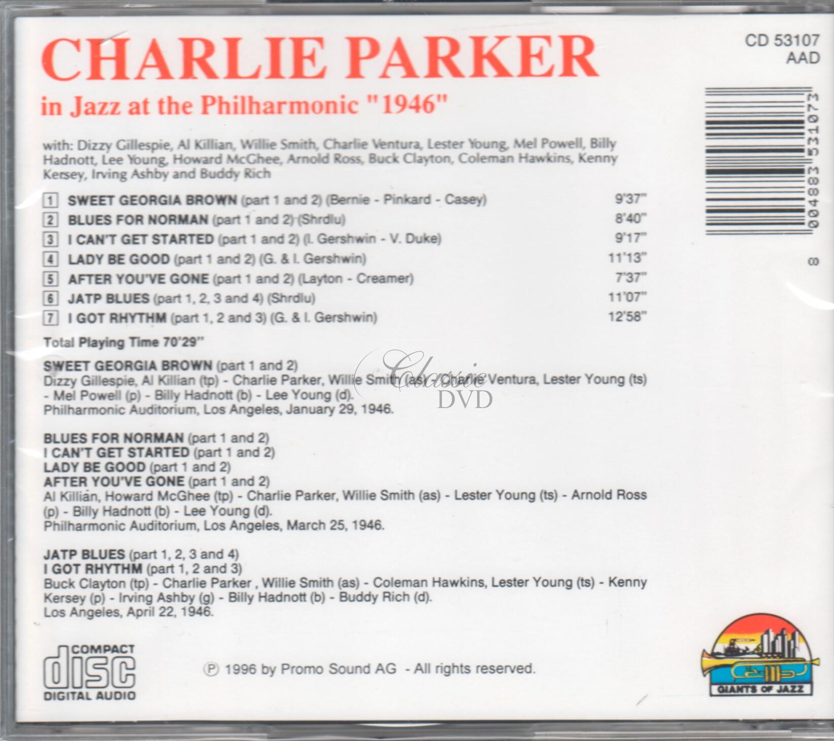 CHARLIE PARKER: Philharmonic 1946 (CD)