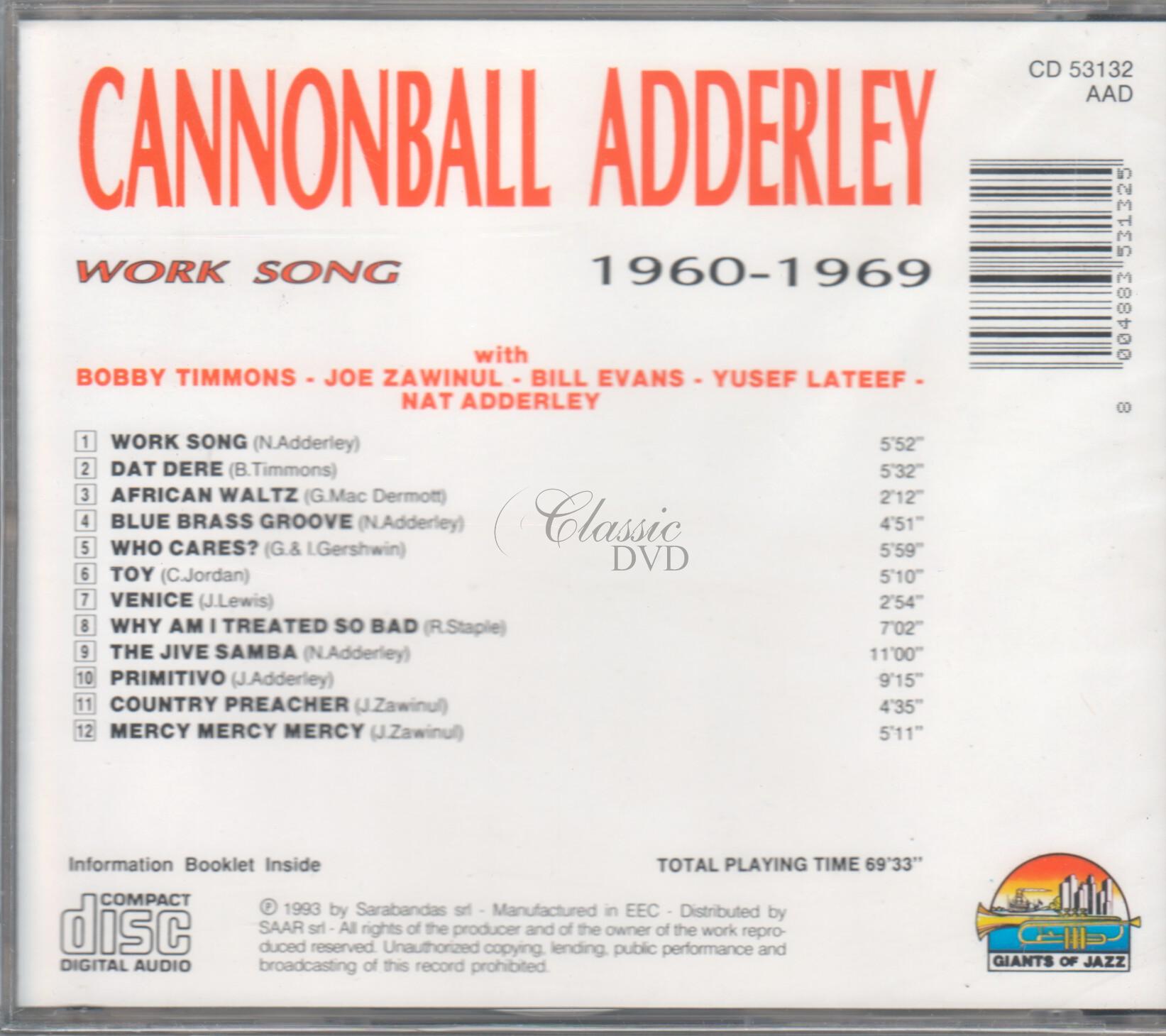 CANNONBALL ADDERLEY: Work song 1960-1969 (CD)
