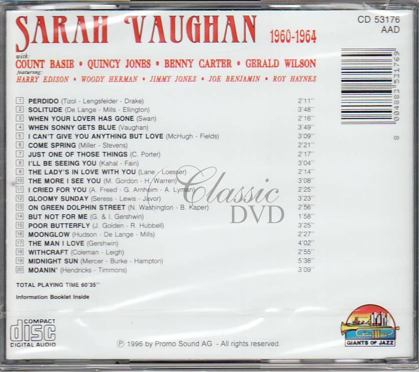 SARAH VAUGHAN: 1960-64 (CD)