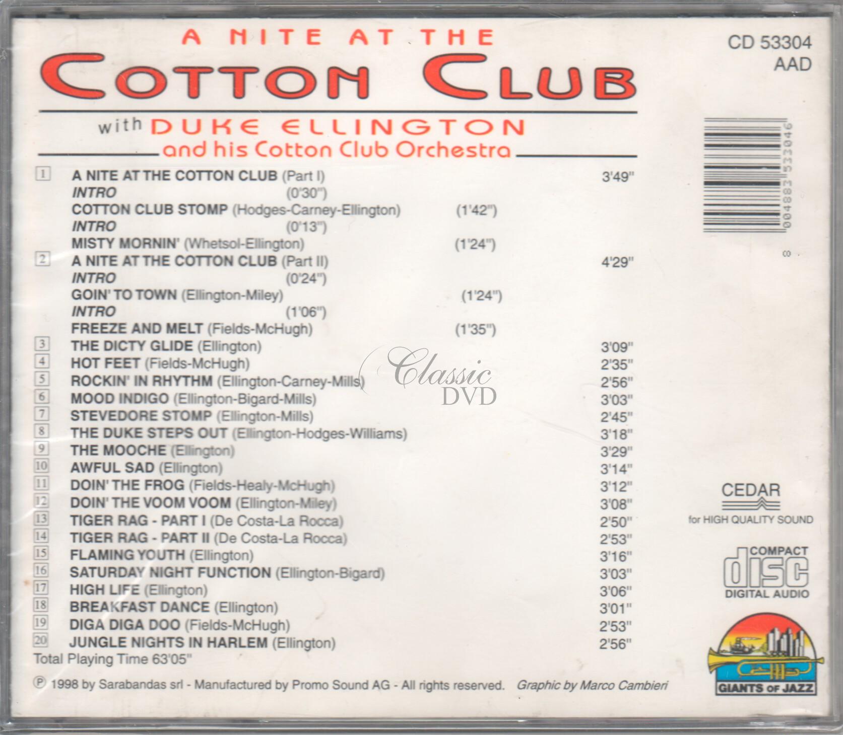 DUKE ELLINGTON: A Nite at the Cotton Club (CD)