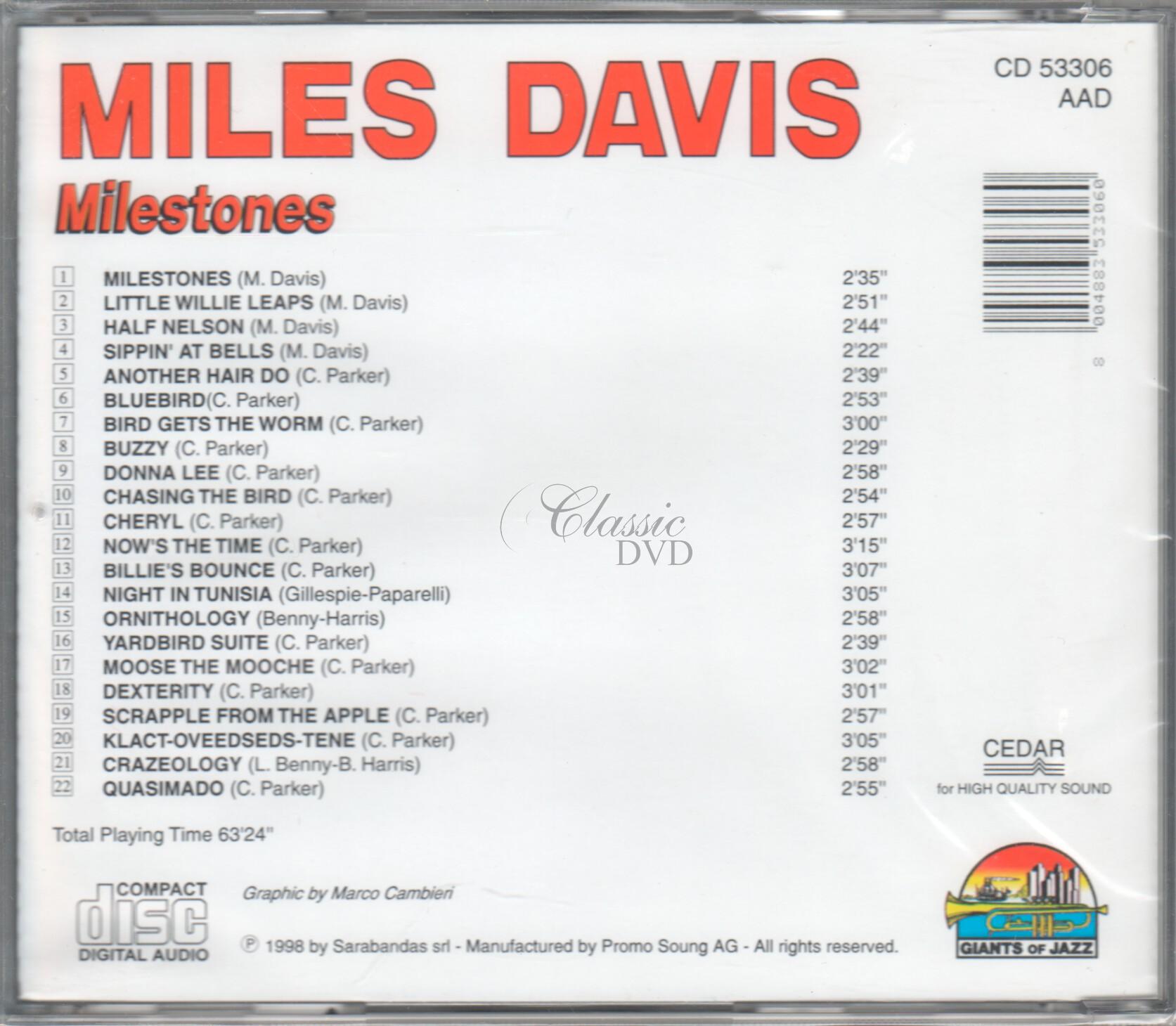 MILES DAVIS: Milestones - Originální nahrávky (CD)