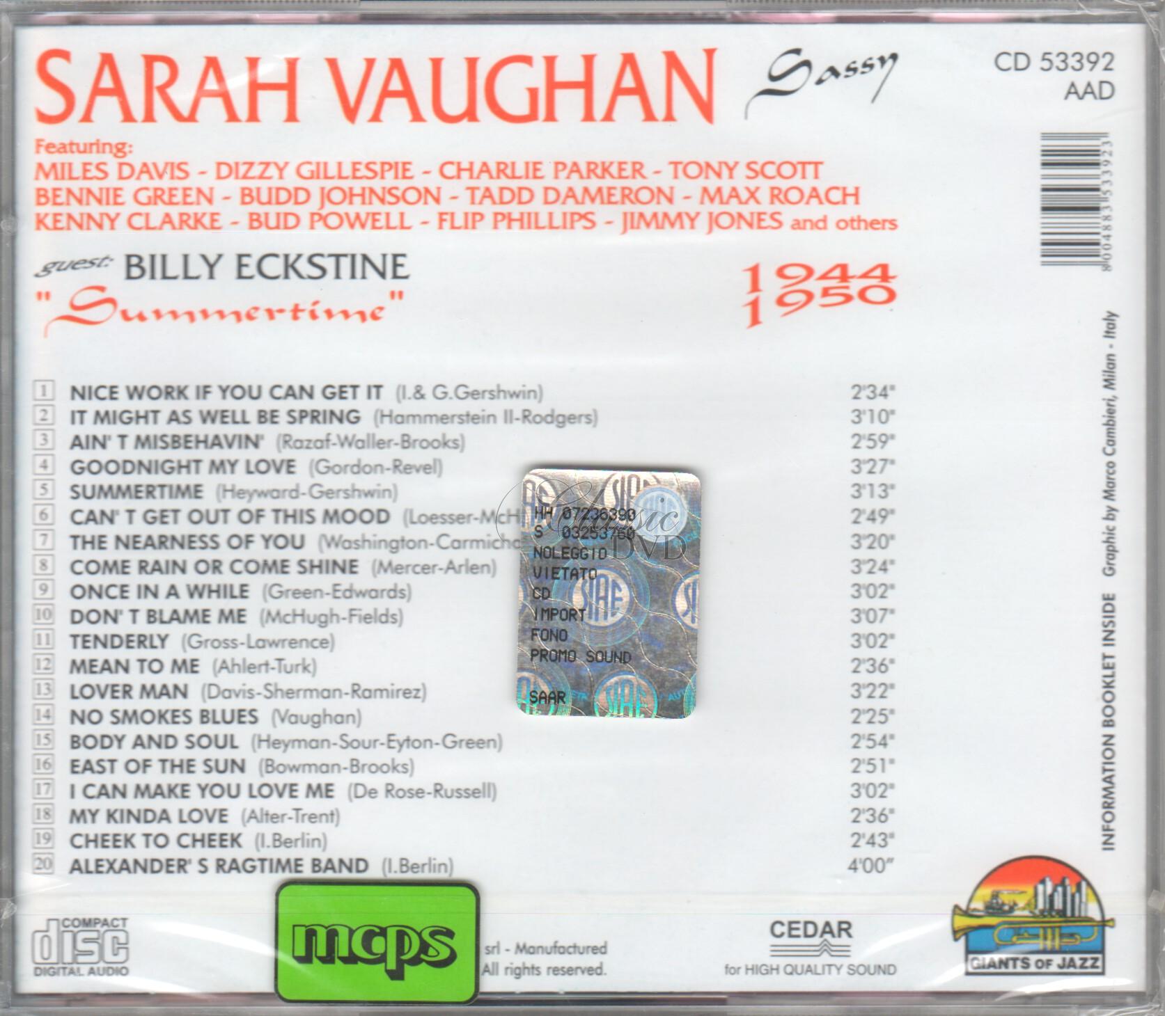 SARAH VAUGHAN: Summertime (CD)