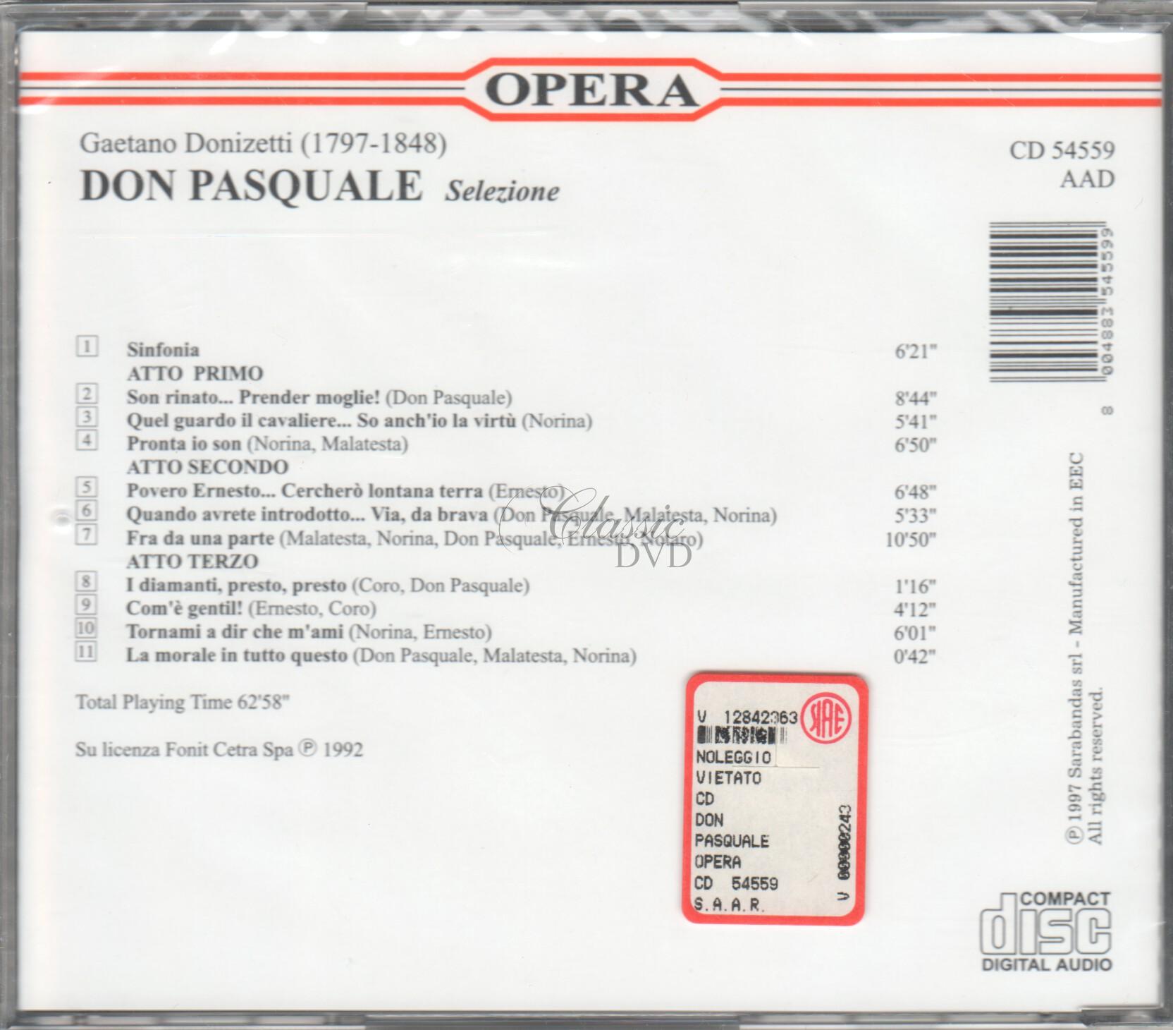 DONIZETTI,G.: Don Pasquale - Selezione (CD)