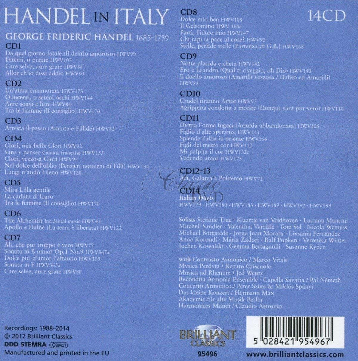 HANDEL IN ITALY Cantatas, Arias, Serenata (14CD)