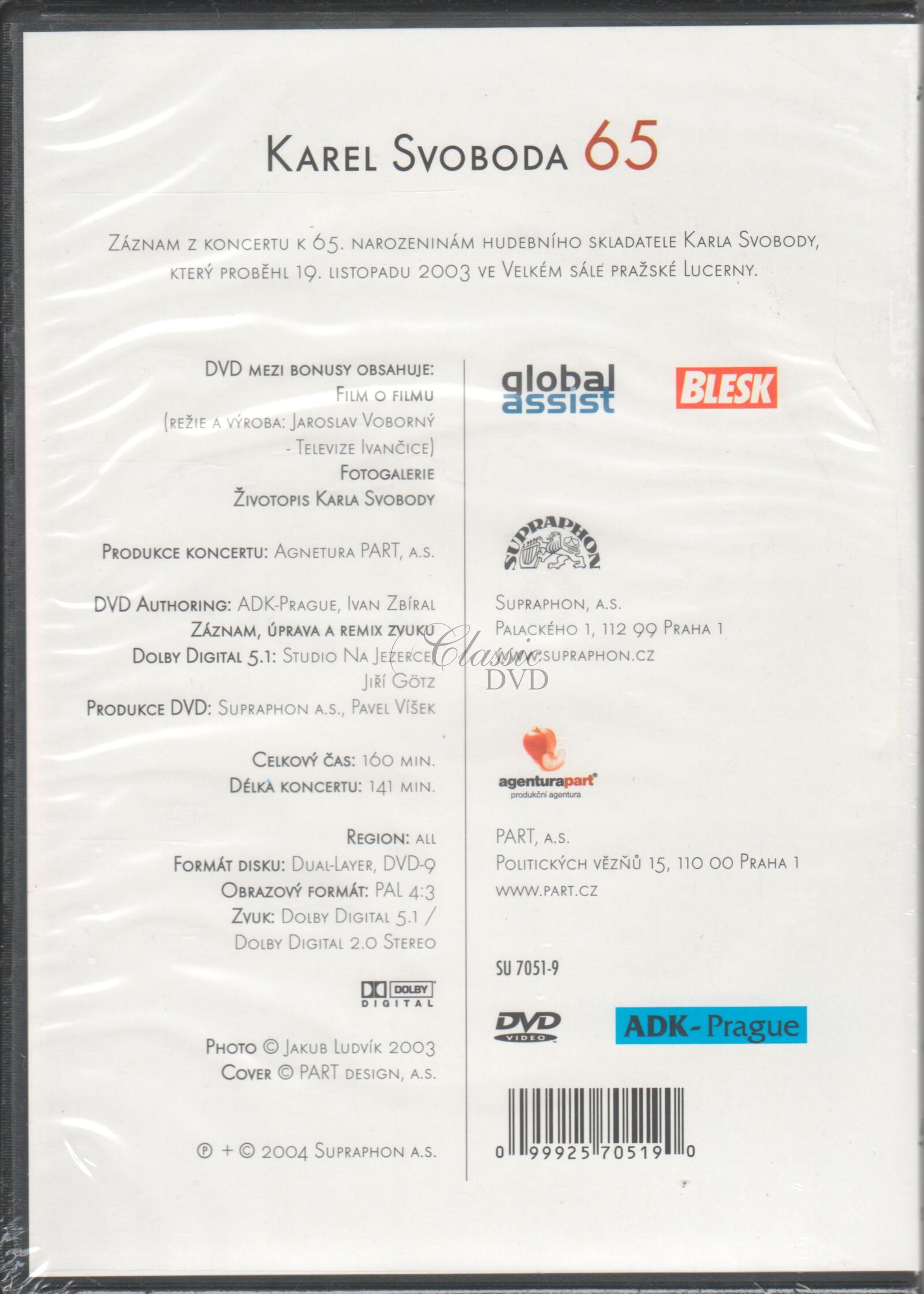 SVOBODA KAREL - Karel Svoboda 65 (DVD)