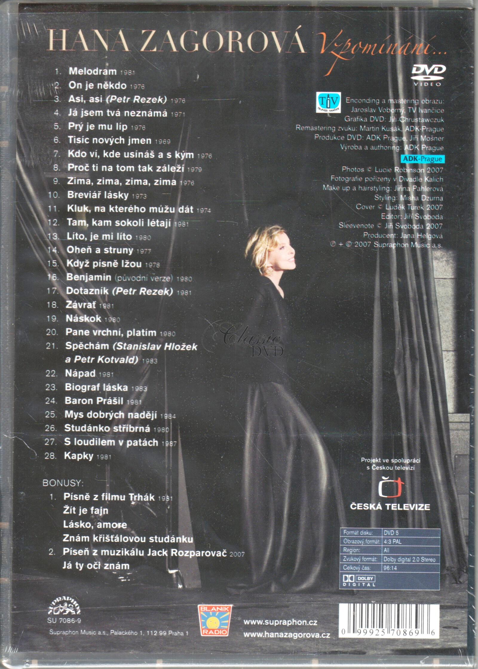 ZAGOROVÁ HANA - Vzpomínání (DVD)