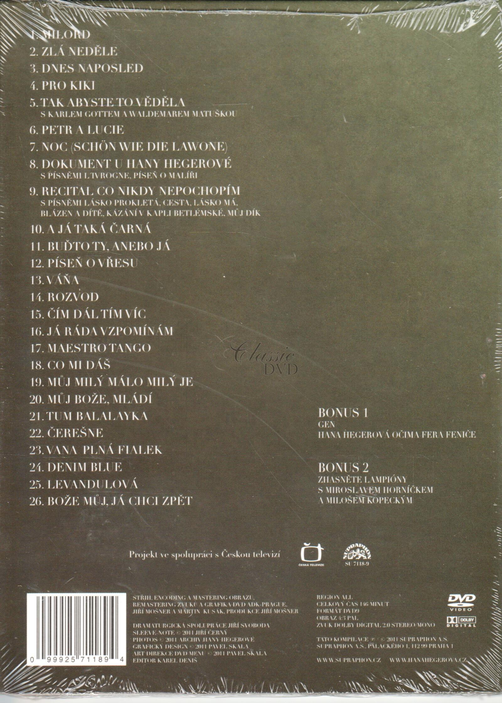 HANA HEGEROVÁ Pasiáns / Písně a dokumenty 1962 - 1994 (DVD)