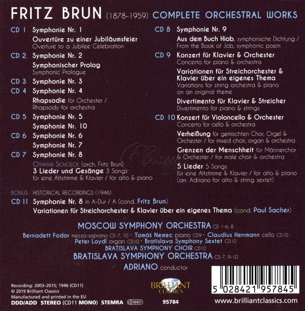 FRITZ BRUN Complete Orchestral Works (11CD)