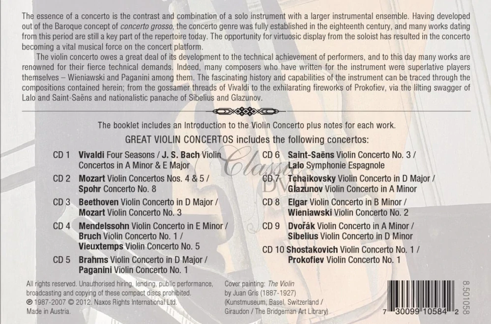 GREAT VIOLIN CONCERTOS - DÁRKOVÁ EDICE (10CD)