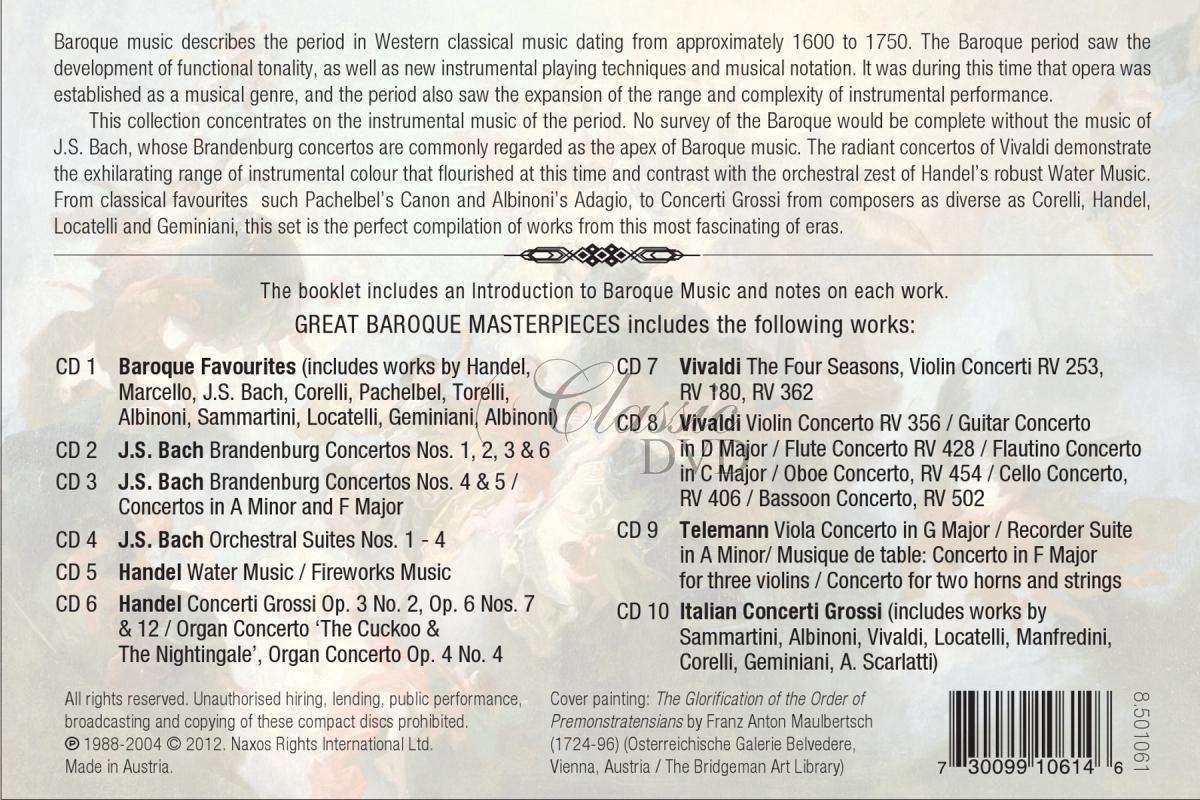 GREAT BAROQUE MASTERPIECES - DÁRKOVÁ EDICE (10CD)