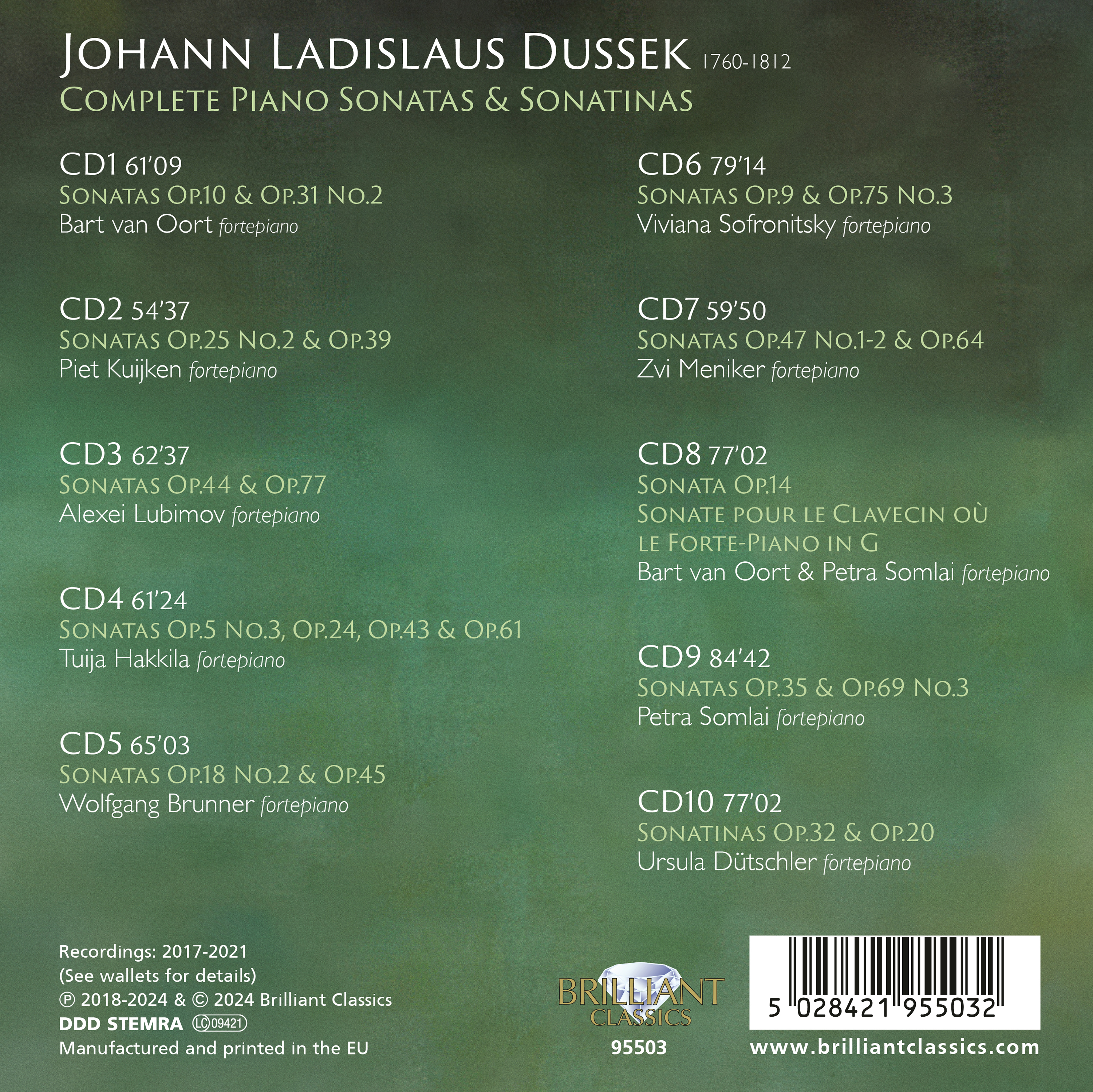 Johann Ladislaus Dussek: Complete Piano Sonatas & Sonatinas (10CD)