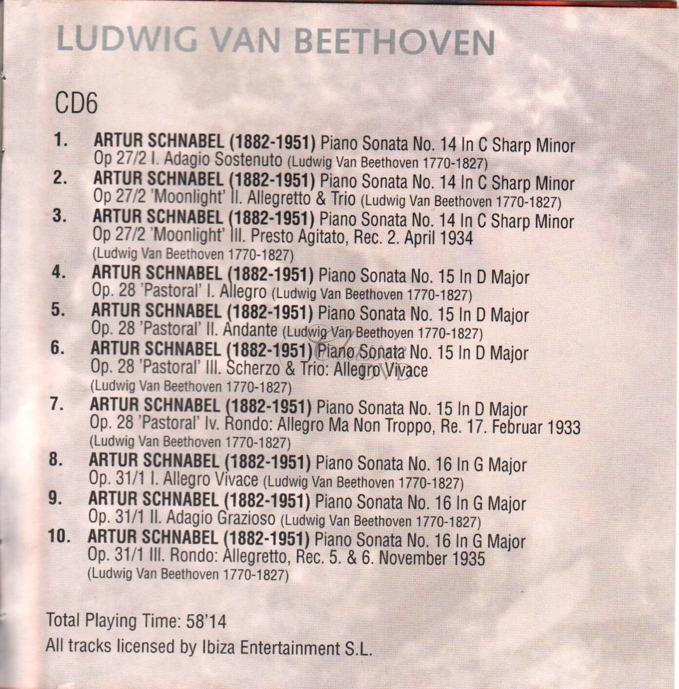 BEETHOVEN,L.V.: Skladby pro klavír - historické nahrávky (6CD)