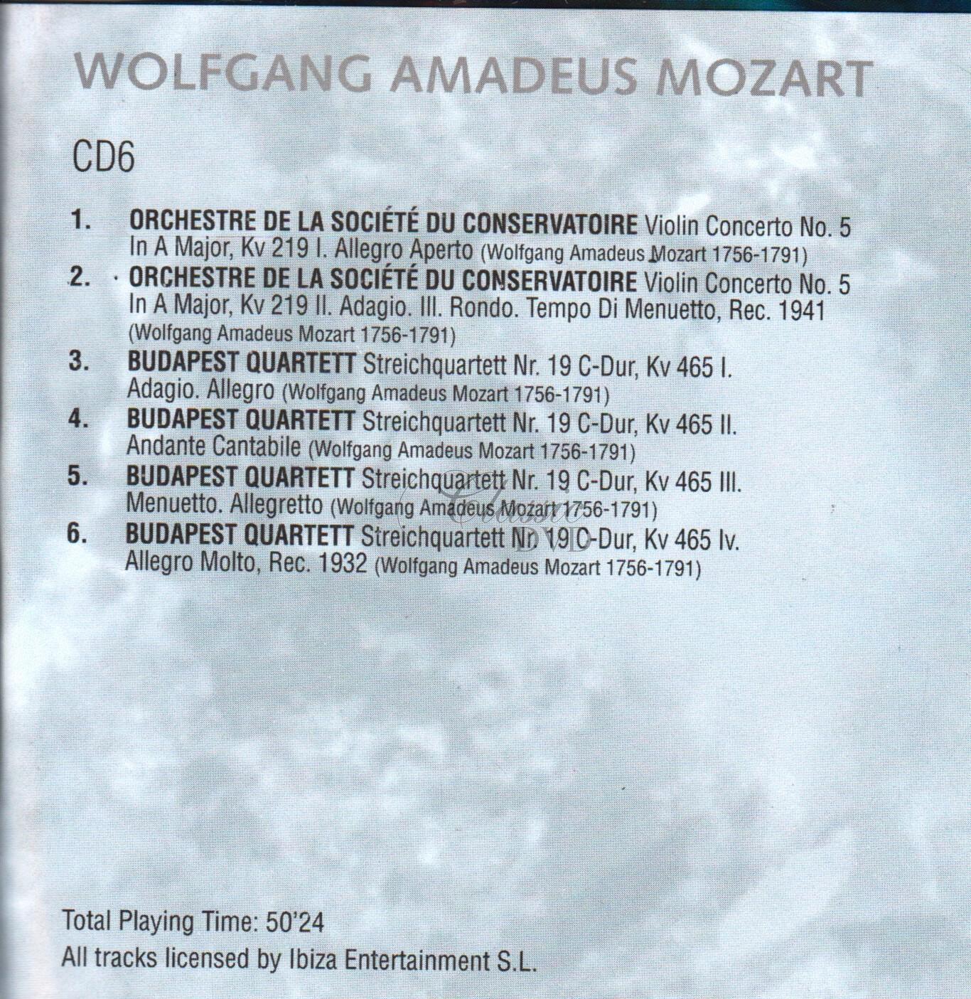 MOZART,W.A.: Nejznámější skladby - historické nahrávky (6CD)